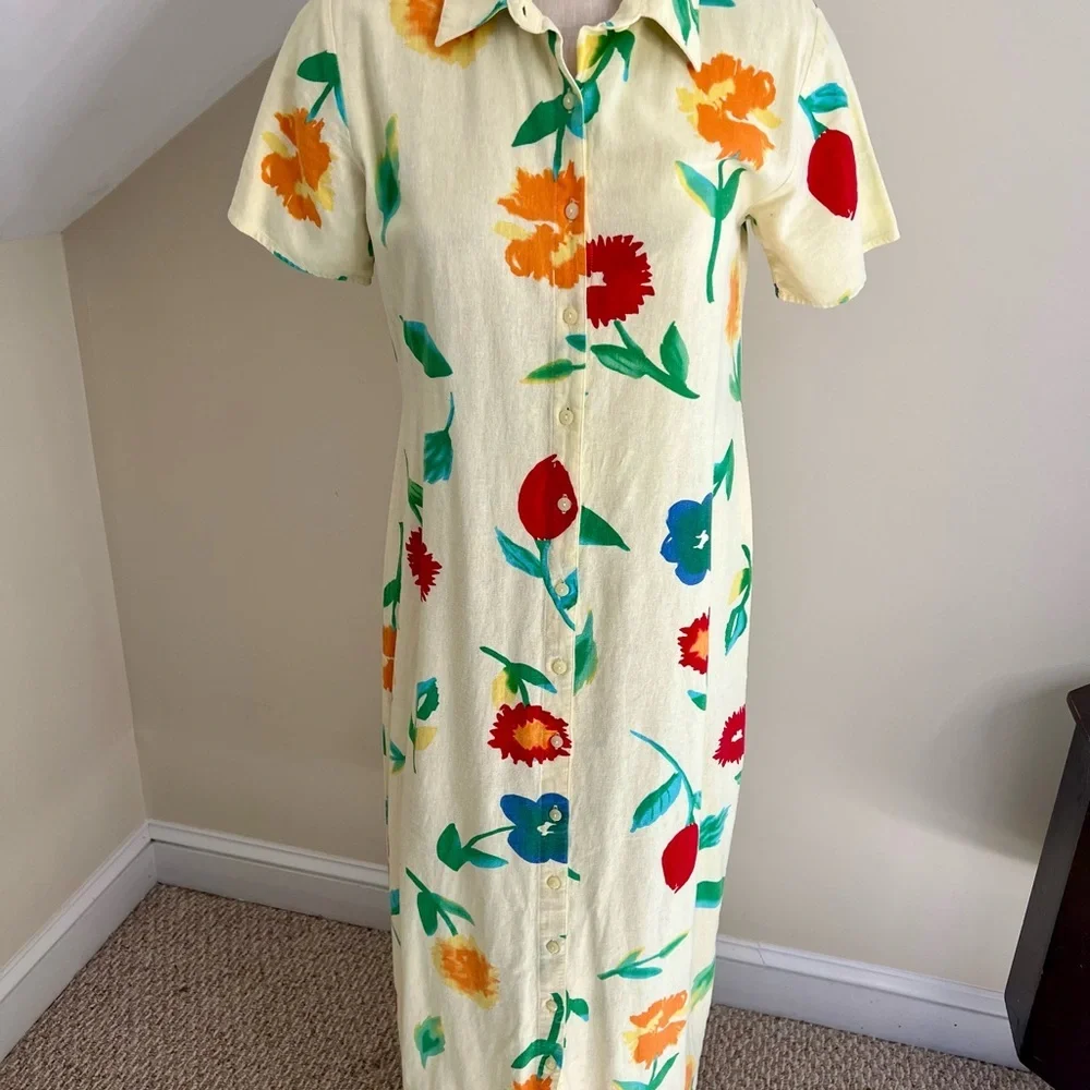 Mountain Lake Floral Button-Down Maxi Shirt Dress - Picture 1 of 8